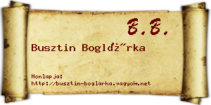 Busztin Boglárka névjegykártya